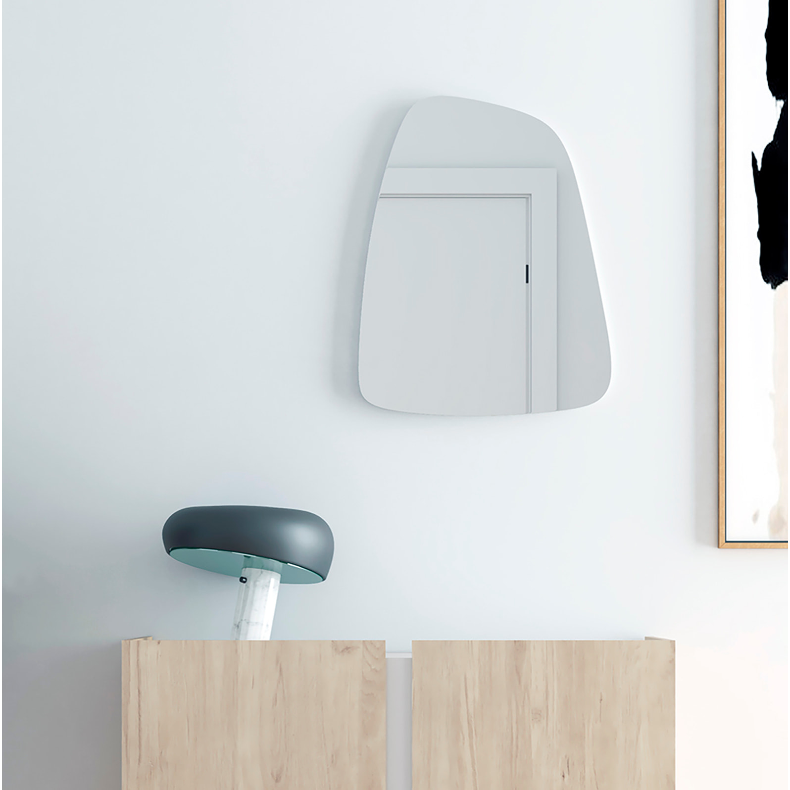 Espejo irregular Singular aglomerado blanco 60x47x2 cm
