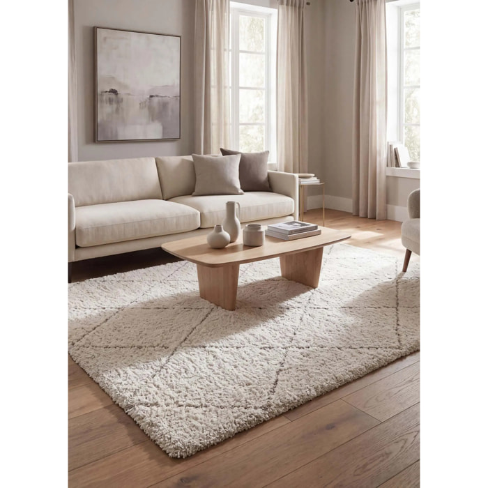 ATESA Alfombra shaggy suave estilo escandinavo blanca, varias medidas disponibles