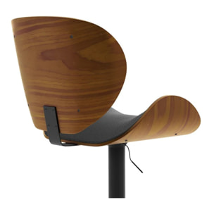 Chaise de bar réglable 63/84 cm en cuir synthétique noir - Baudoin