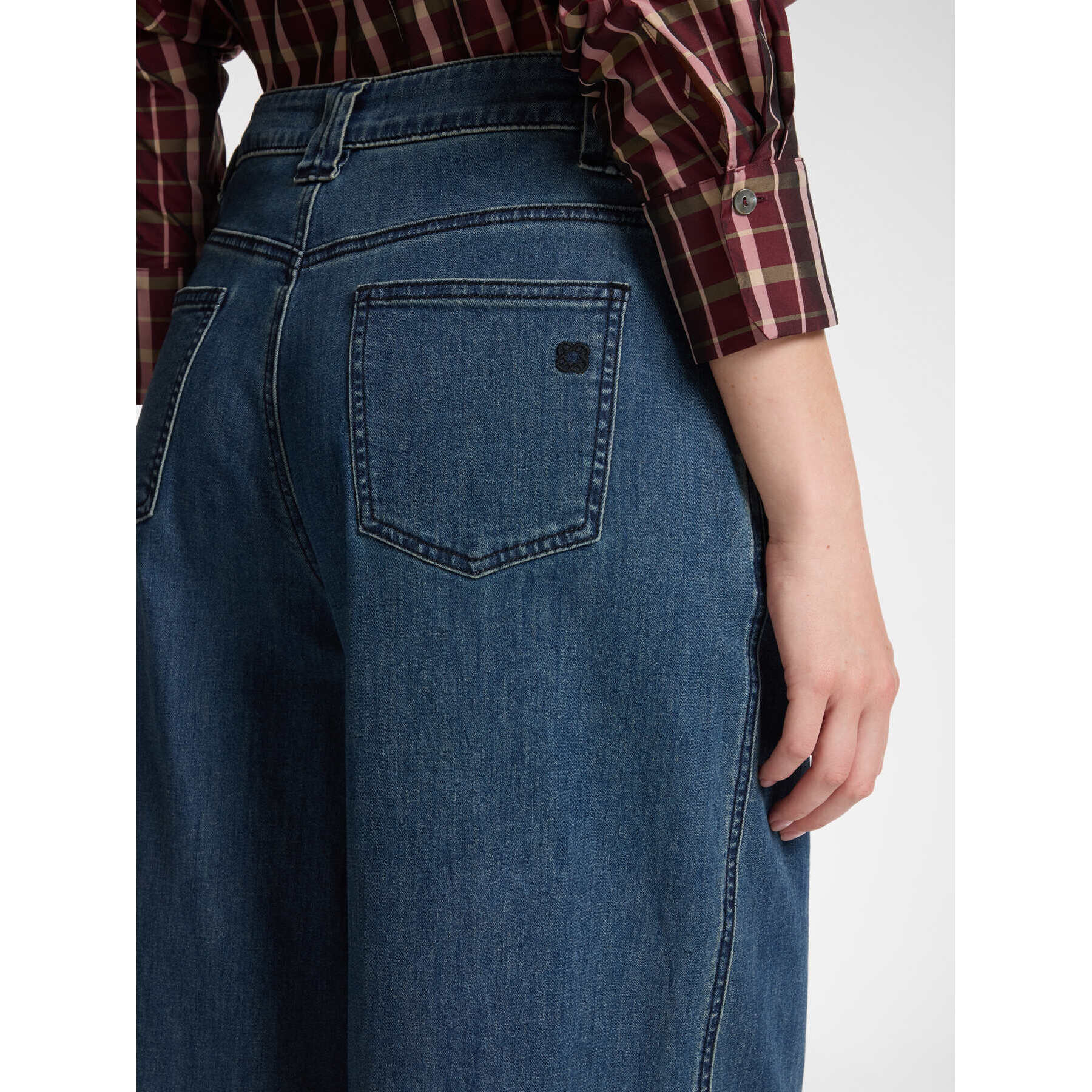 Elena Mirò - Jeans cropped wide leg en denim - Azul