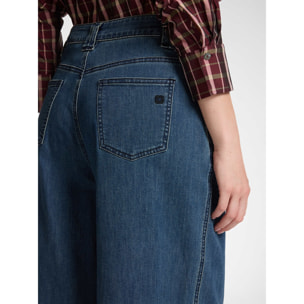 Elena Mirò - Jeans cropped wide leg en denim - Azul