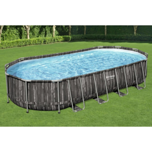 Bestway Piscine hors sol - Ovale - Power Steel - - Décor bois - 732 x 366 x 122 cm