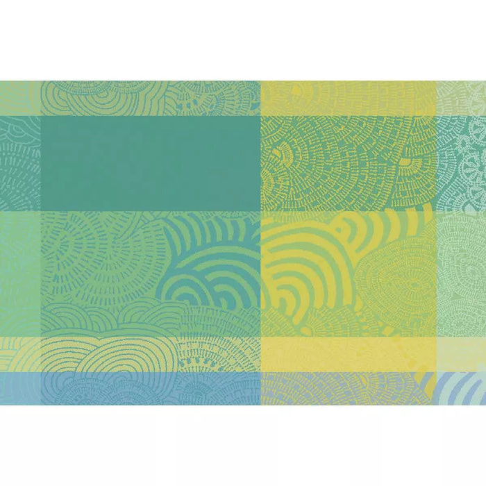 Set pur coton enduit motif jacquard Mille rainures atoll