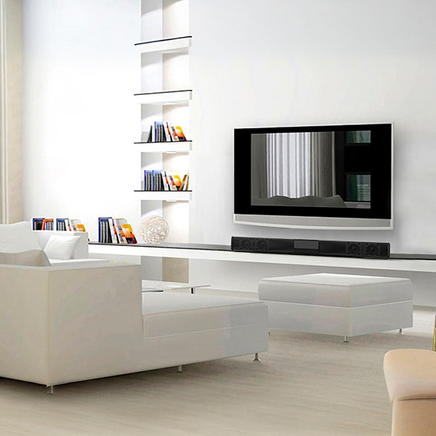 Barra de sonido 4.0 BS-28B. Bluetooth 4.2, entrada RCA, auxiliar, Micro SD y radio FM. Con mando de control remoto.