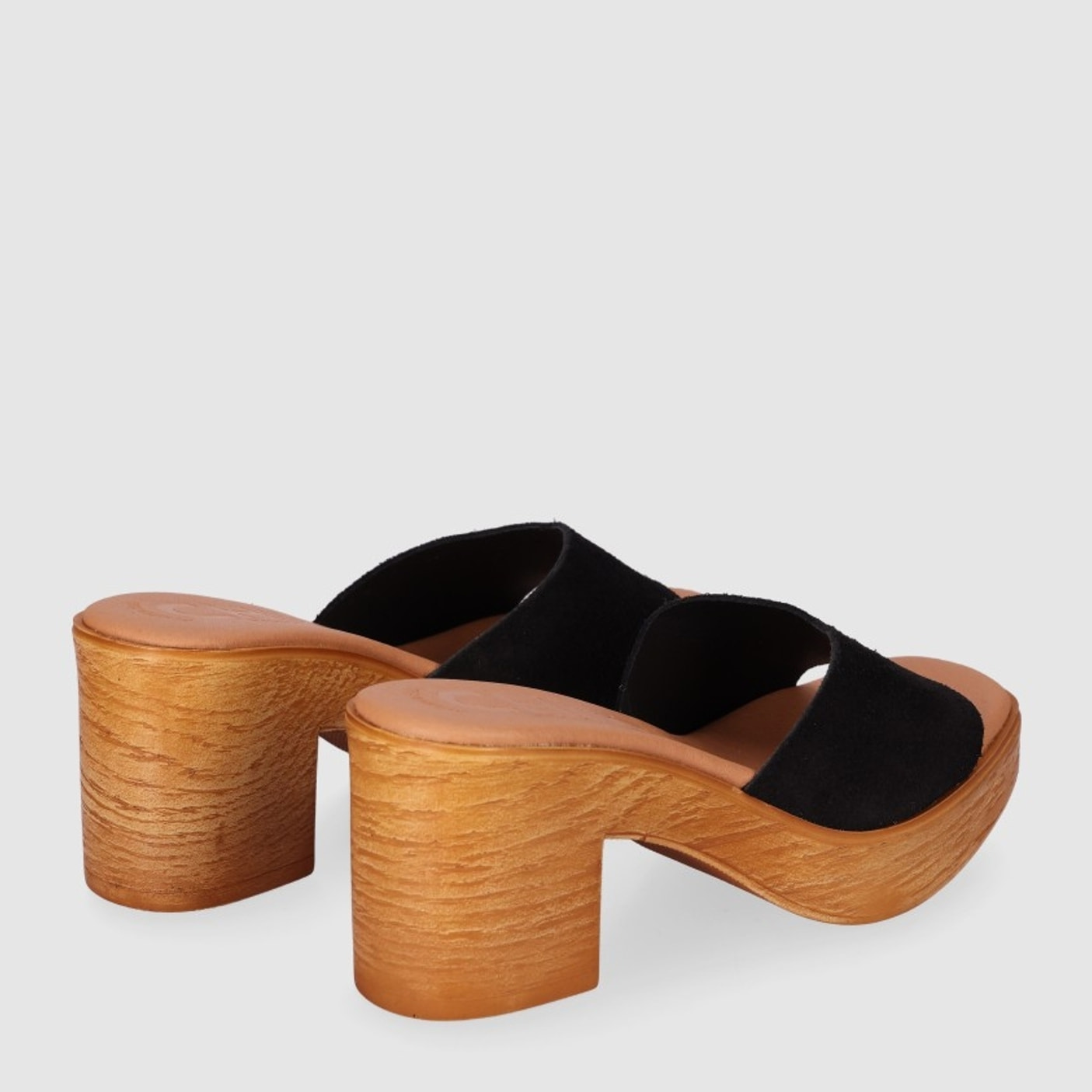 Sandalias de Serraje - Negro - Tacón: 6 cm