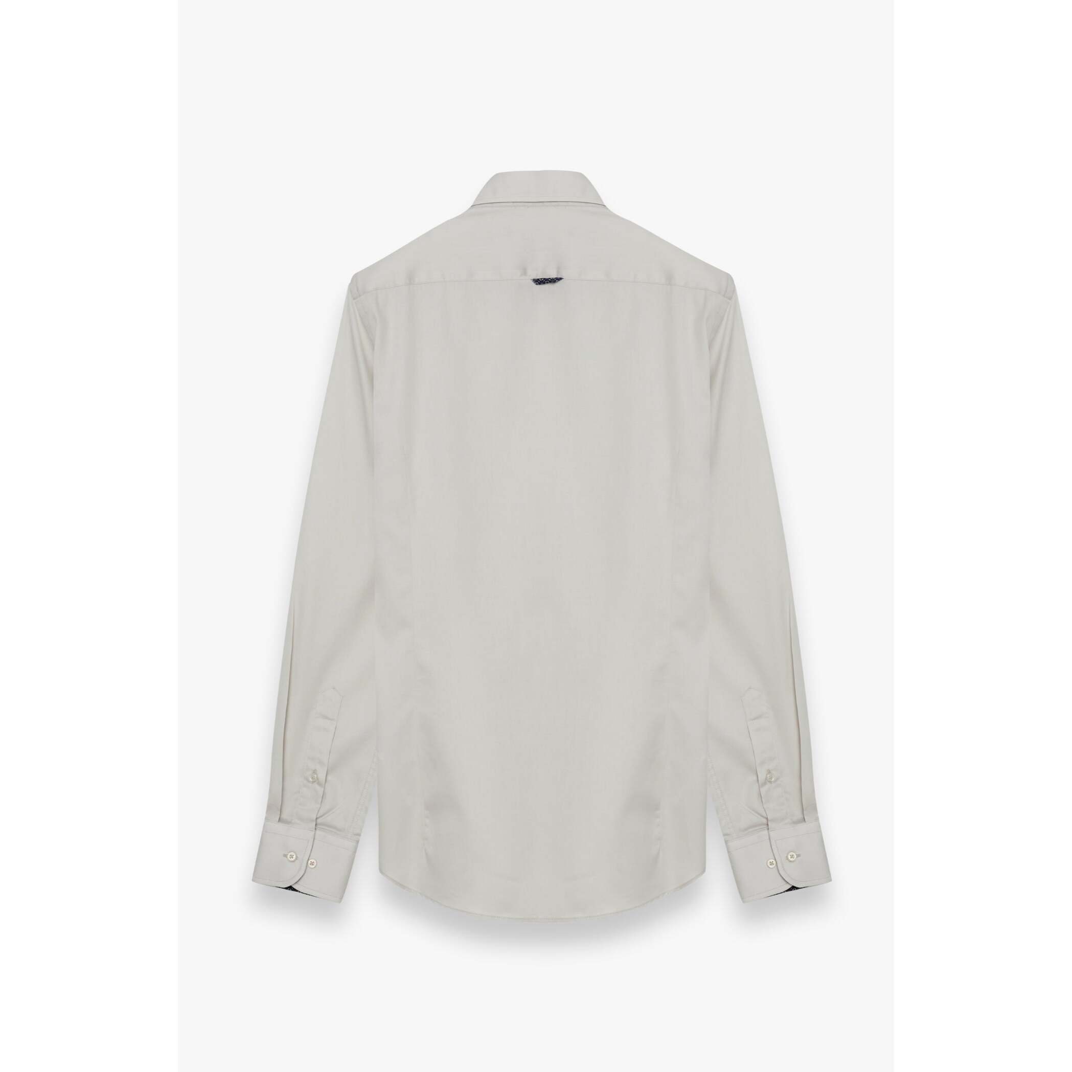 camicia uomo 1 bottone button down slim Satin Unito Grigio