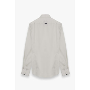camicia uomo 1 bottone button down slim Satin Unito Grigio