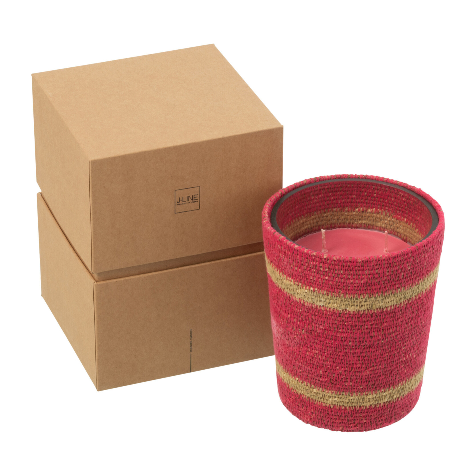 J-Line bougie parfumée Panier - Tender Rose - verre - rose - medium - 55H