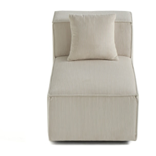 Arty - module d'assise sans accoudoirs - en velours côtelé - Beige
