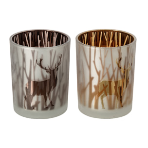J-Line chandelier cerf - verre - marron/marron foncé - large - assortiment de 2