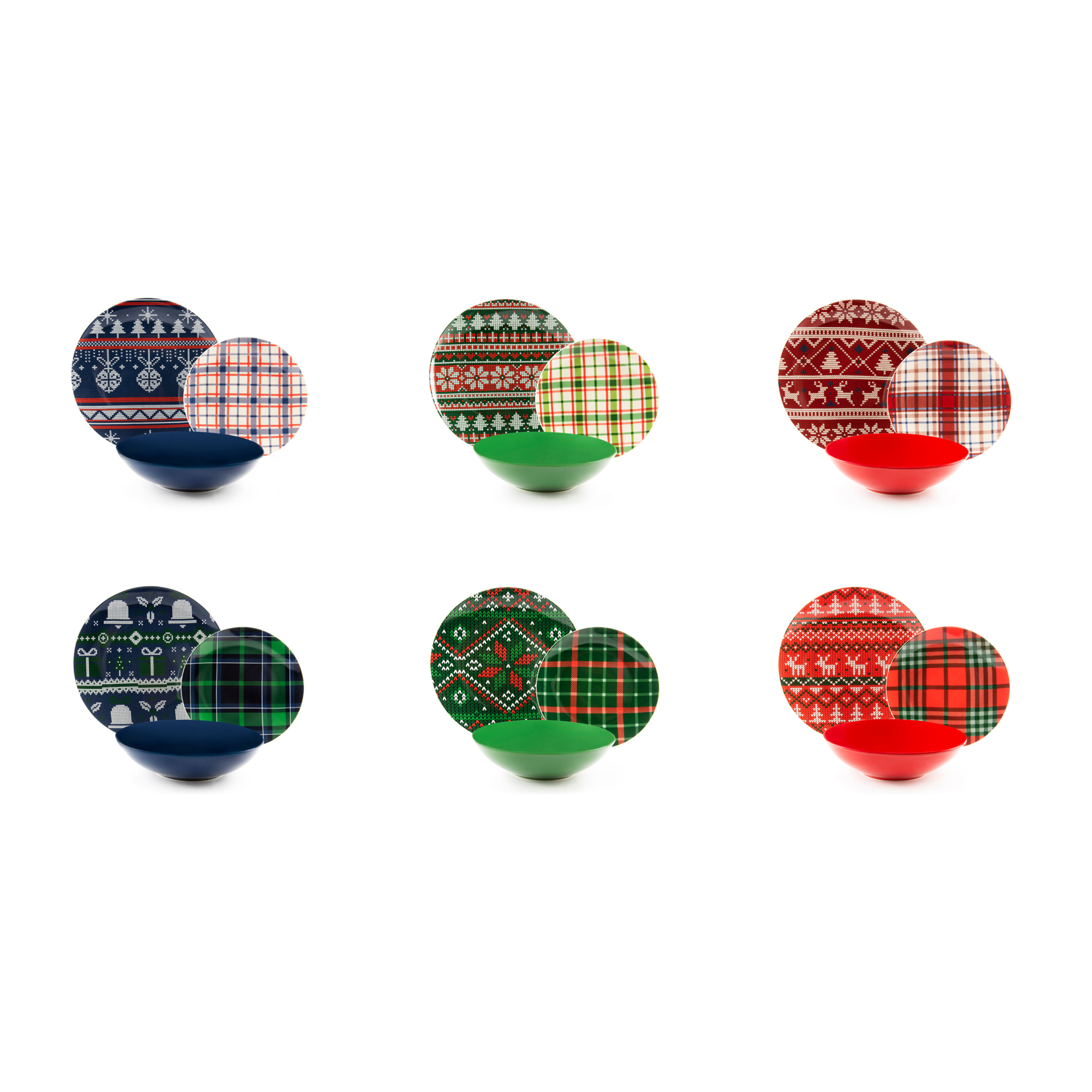 Service 18 assiettes Excelsa Fall Winter, porcelaine et stoneware, multicolore