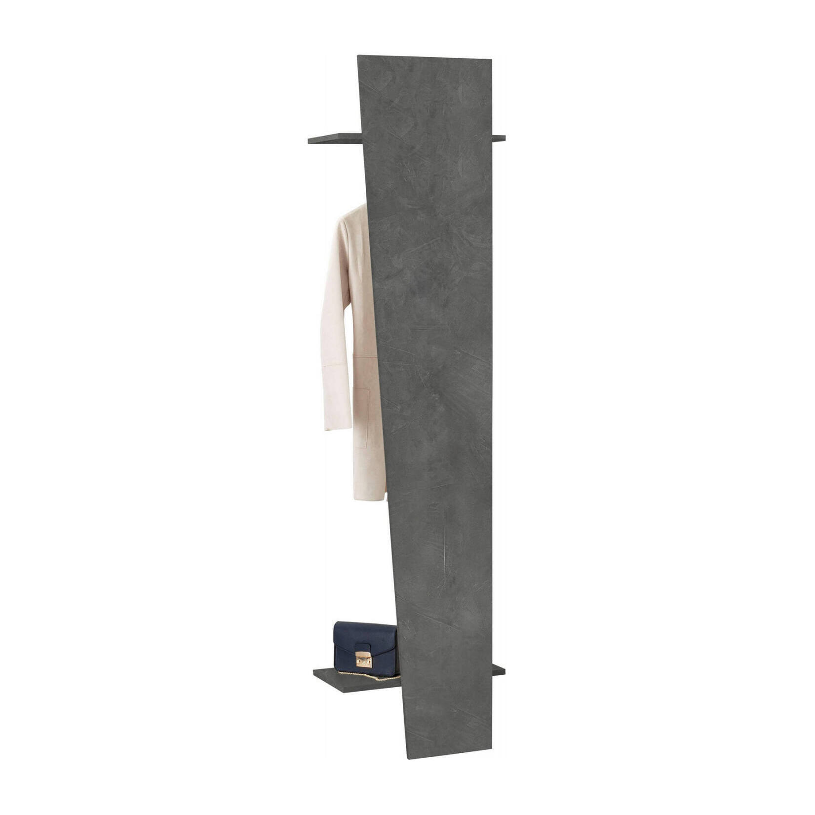 Mobile da ingresso Allinko, Entratina moderna multifunzione, Armadietto multiuso per atrio, 100% Made in Italy, cm 50x30h200, Ardesia