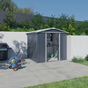 Abri de jardin métal gris Yardmaster 3,85 m² + kit d'ancrage