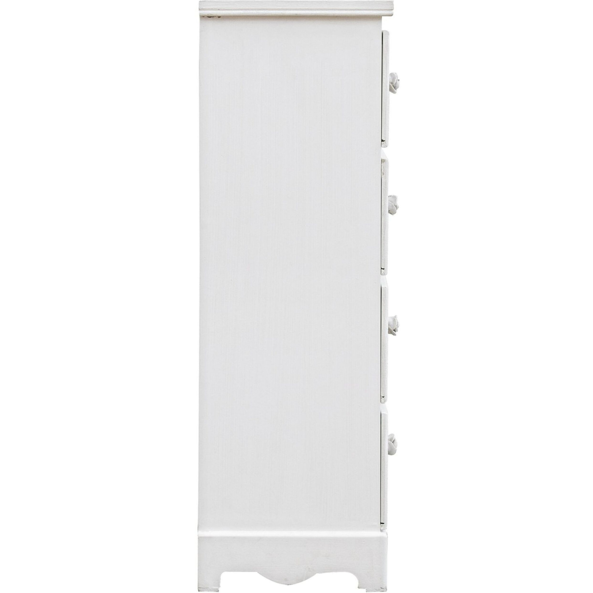 Cassettiera BLANC in legno bianco e 4 cassetti effetto decapato, 31,5x26x80 cm