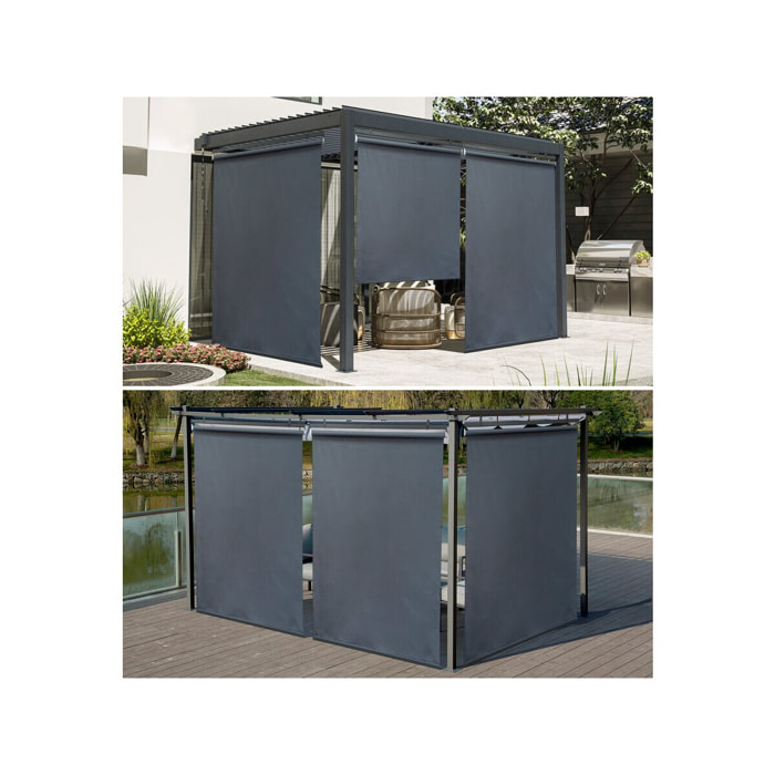 Lot de 3 stores rétractables pergola - 124 x 225 cm - Gris anthracite