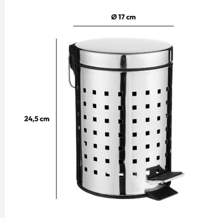 Cubo de baño pedal de acero inoxidable 3L Cube