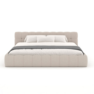 Lit style nuage 160x200cm en velours beige PRINCETON