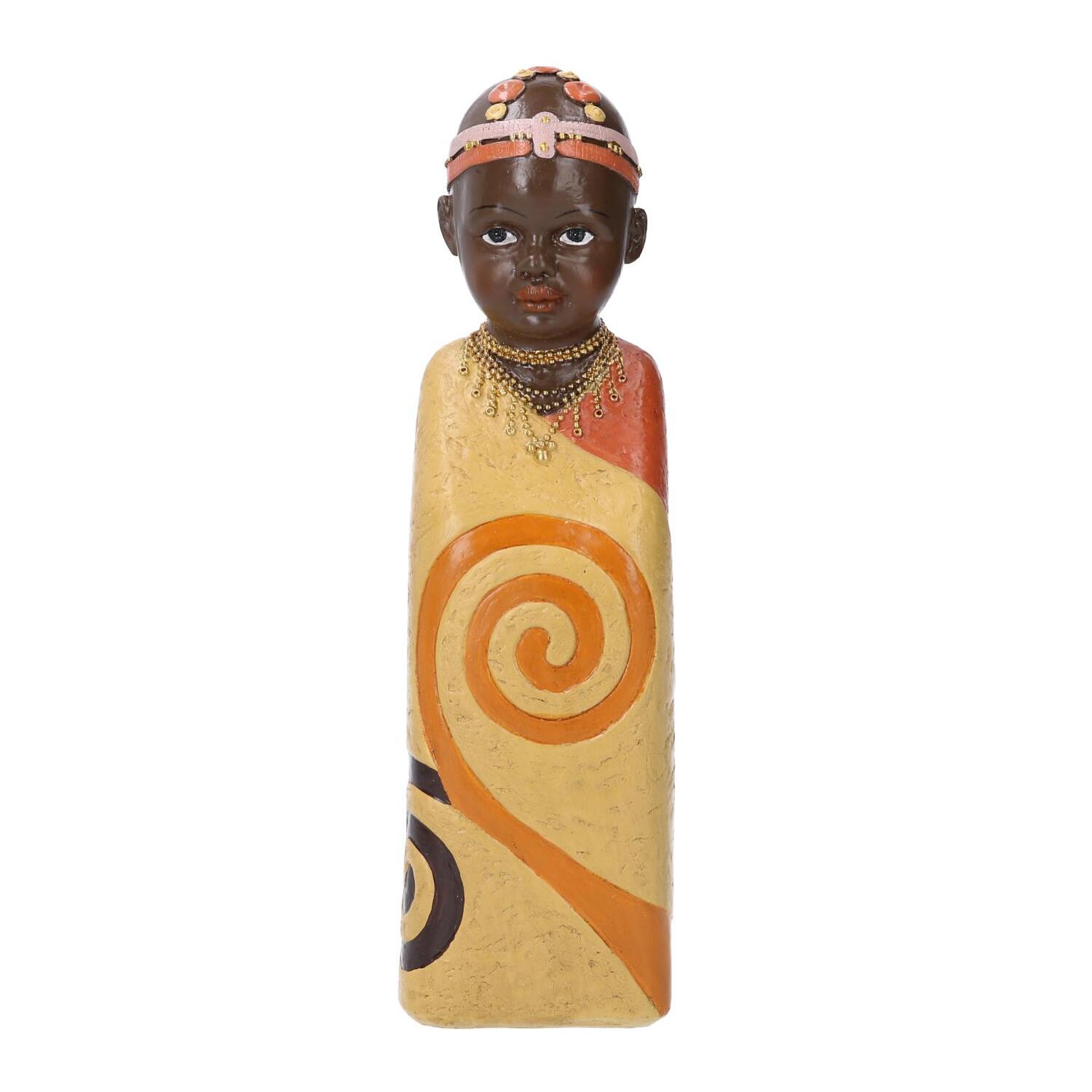 Statua in ceramica bimbo africano giallo cm8x8h26,5