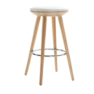 Tabouret de bar scandinave blanc et bois clair 66 cm NORDECO