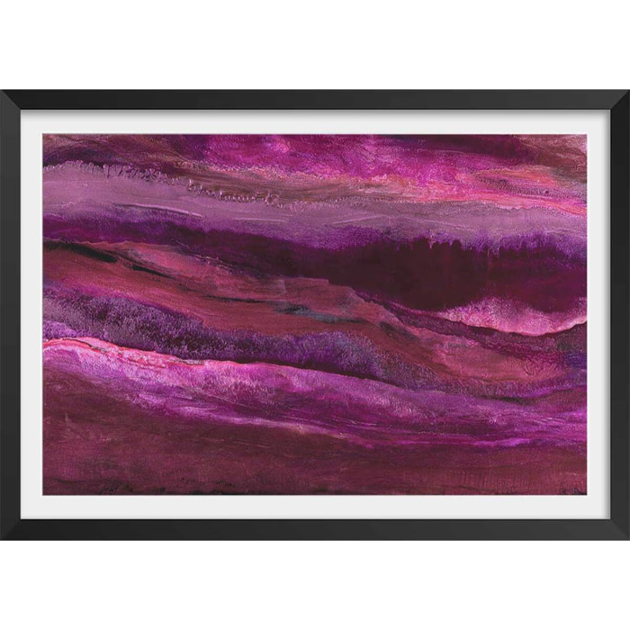 Poster rose horizon Affiche sous cadre noir