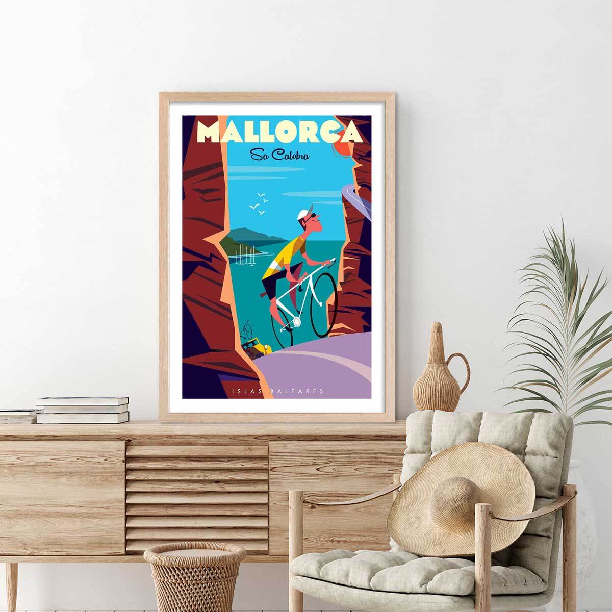 Poster de mallorca Affiche + cadre en bois - Chêne