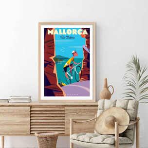 Poster de mallorca Affiche + cadre en bois - Chêne