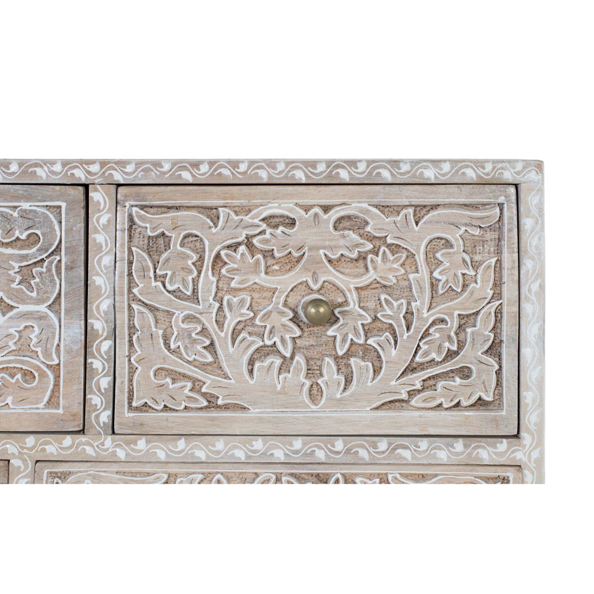 Cómoda de Madera de Mango 70 Cm Estilo Mediterráneo Colonial Moderno