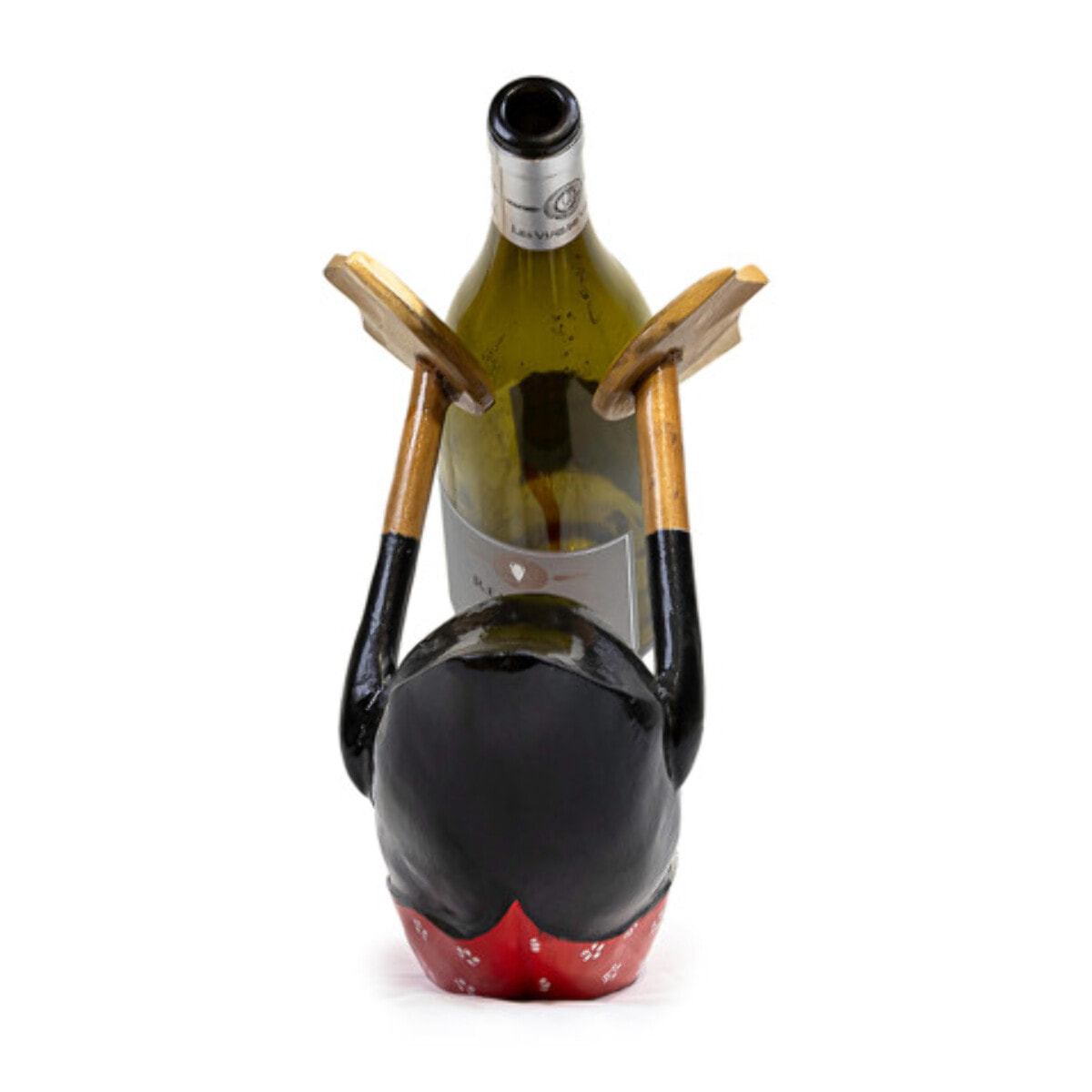 Statue porte-bouteilles L. 30 cm canard en bois de teck - DUCK