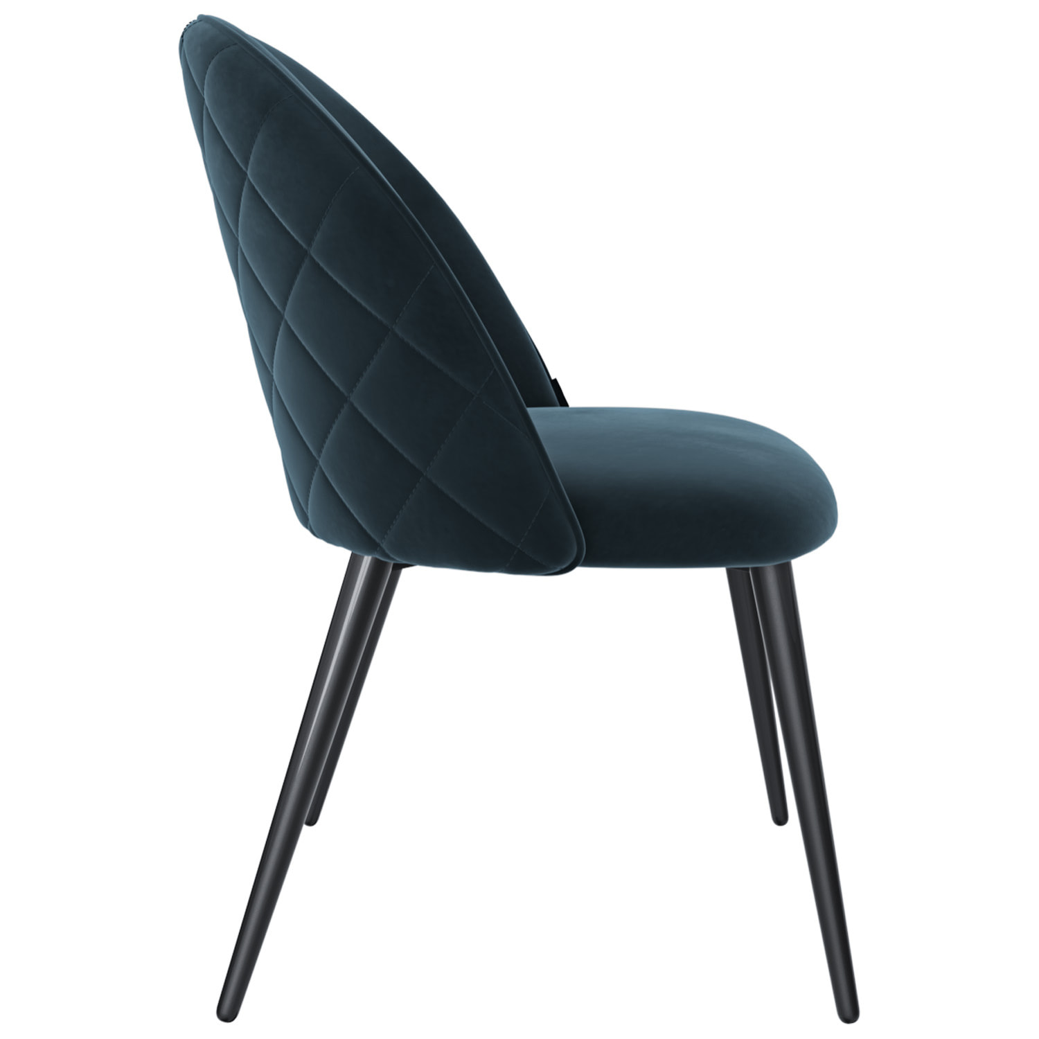 Set di 4 Sedie Imbottite Da Pranzo In Velluto Sedia Gambe In Metallo Nero Schienale Soggiorno Salotto Camera 43 x 47.5 x 80 Cm (Blu)