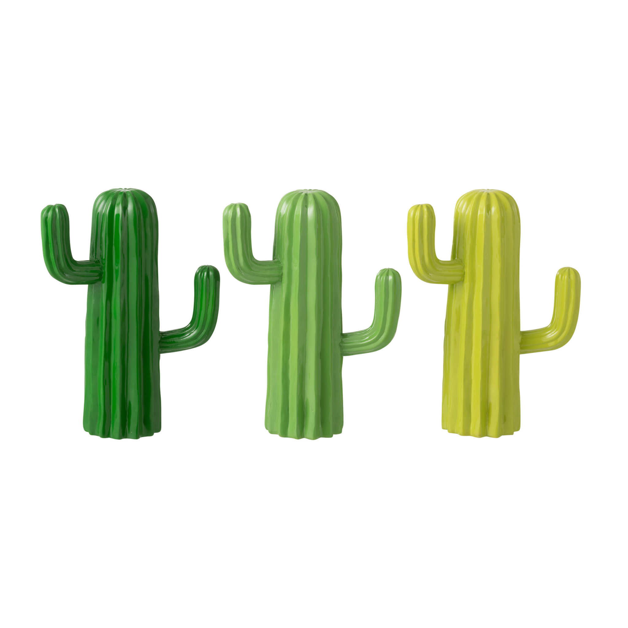 J-Line Cactus décoratif - polyrésine - vert - medium - 3 pièces