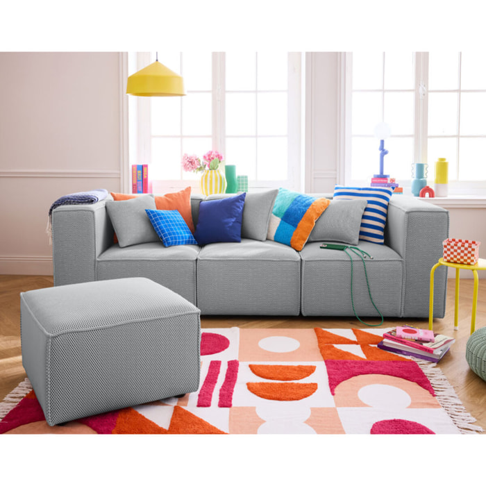 Arty - pouf d'appoint - en tissu mailles 3D - Gris clair