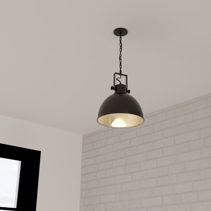 Suspension "Basalt" métal noir D30cm