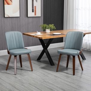 HOMCOM Juego de 2 Sillas de Comedor Modernas Sillas de Cocina con Asientos Tapizados en PU Cuero y Patas de Madera para Salón Dormitorio Carga 120 kg 47,5x55x85 cm Gris