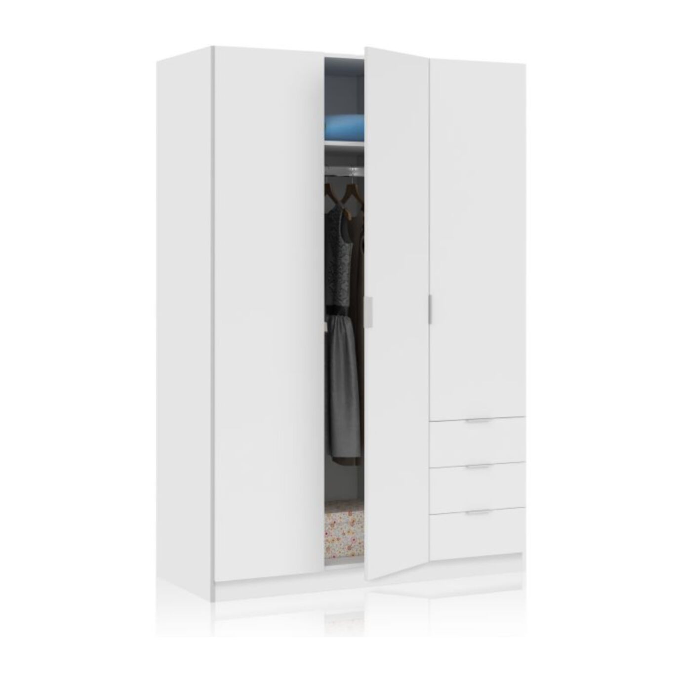 Armario Hexa 3 puertas 3 cajones Blanco