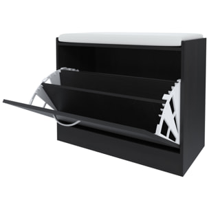 Panca Scarpiera Da Ingresso Salvaspazio Cuscino Anta Ribalta Seduta Imbottita In Ecopelle Soggiorno Casa Camera Ufficio 60 x 30 x 48 Cm Nero