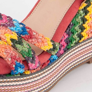 Sandalia De Cuña - Multicolor - Altura: 12 Cm