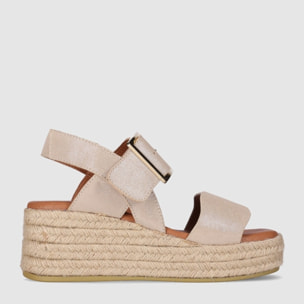 Sandalias de Serraje - Platino - Tacón: 6 cm