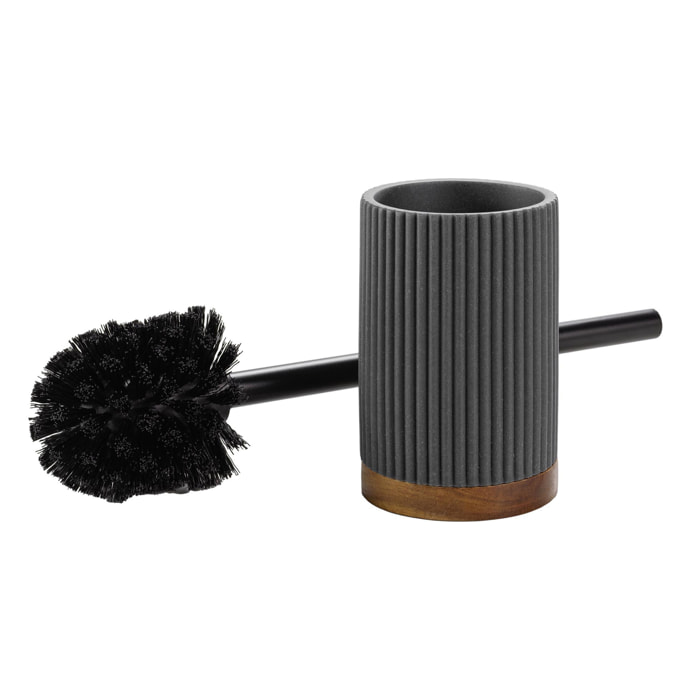 Brosse WC en acacia - Gris anthracite