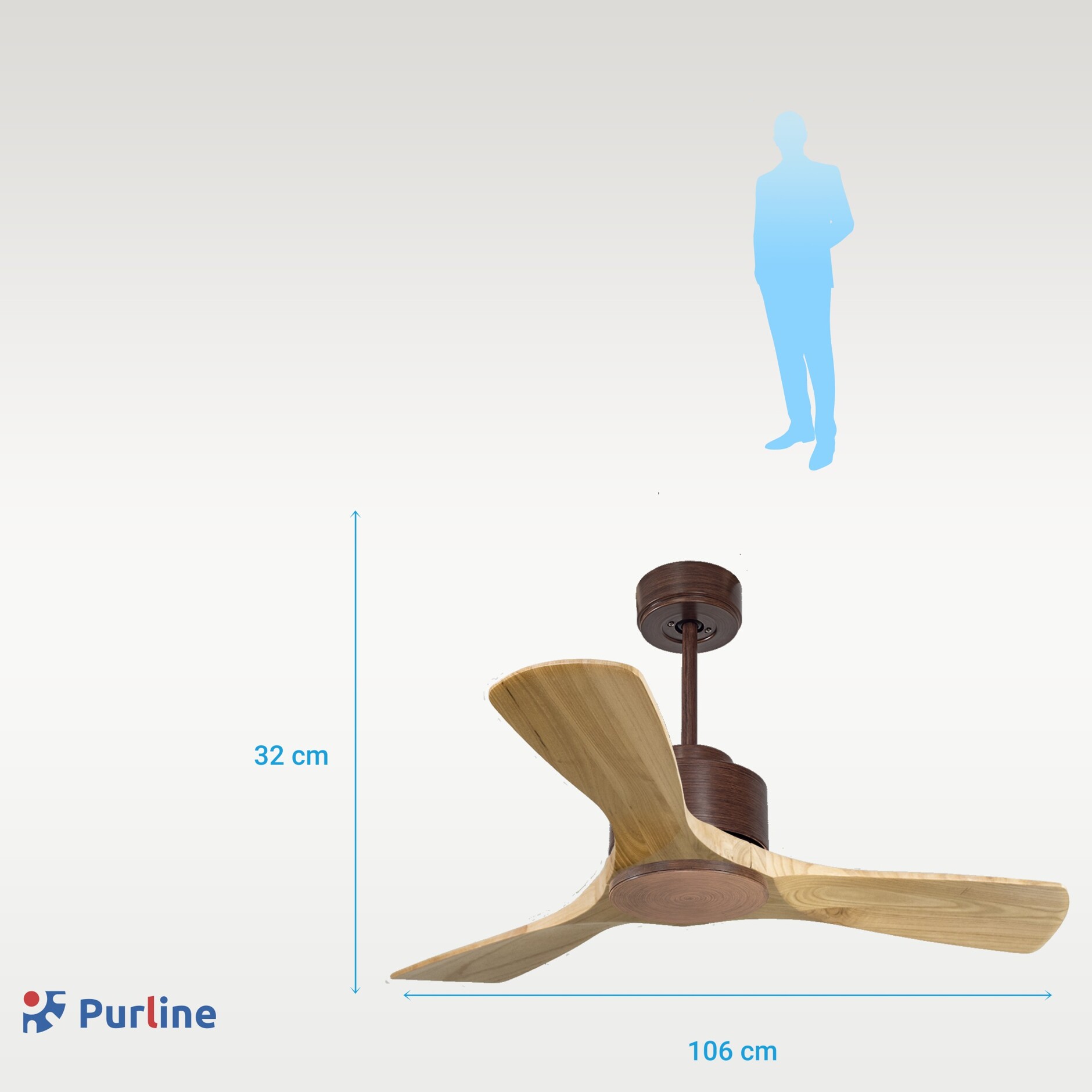 Ventilateur de plafond ø106 cm avec Wifi Réversible Hypersilence 40   W brun