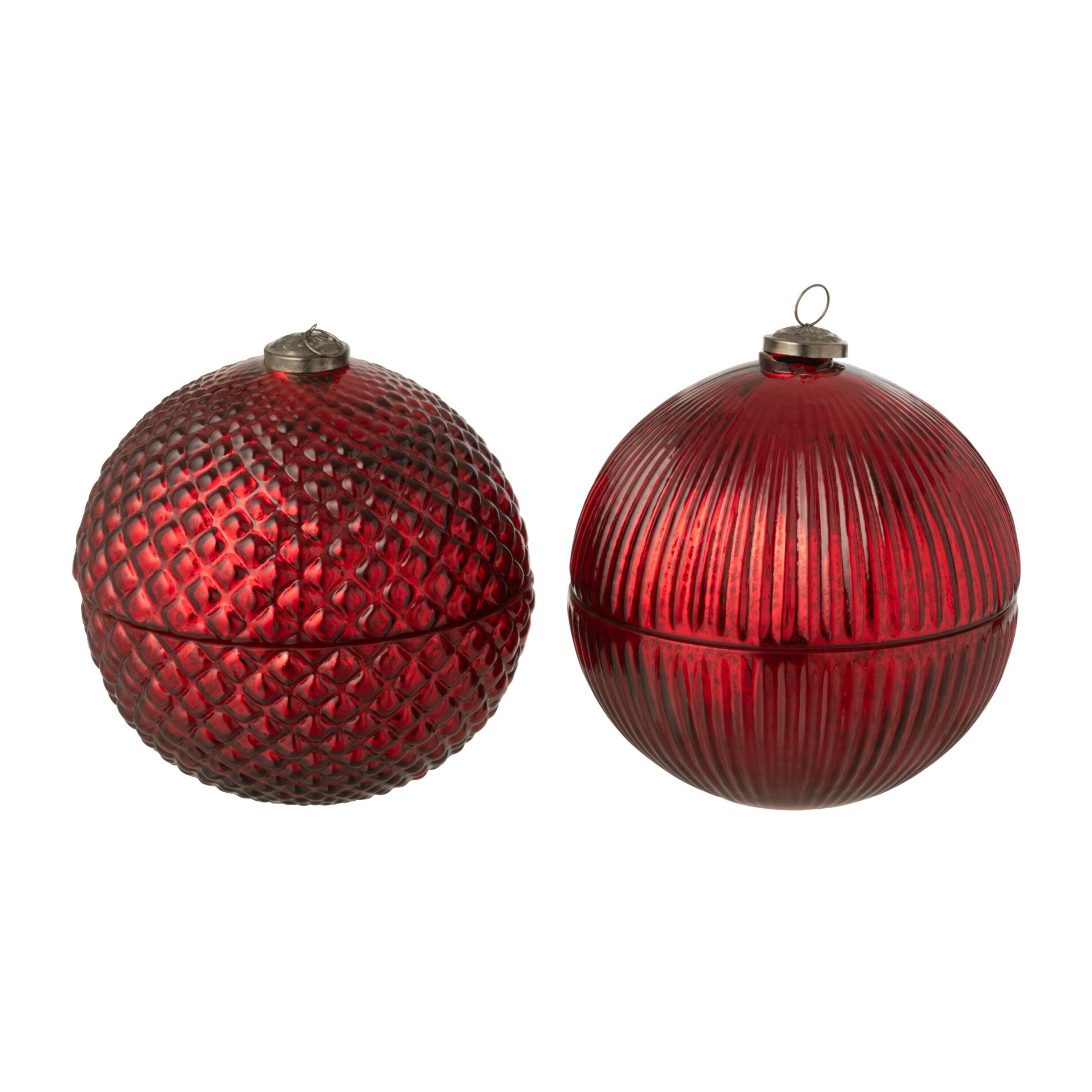 J-Line bougie parfumée Boule De Noël - verre - bordeaux - large - 2 pcs