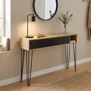 Consolle ingresso moderna in legno rovere e nero 124