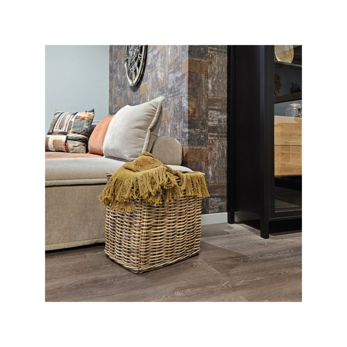 Grand panier H. 42 cm en kubu naturel tressé - EDWIN