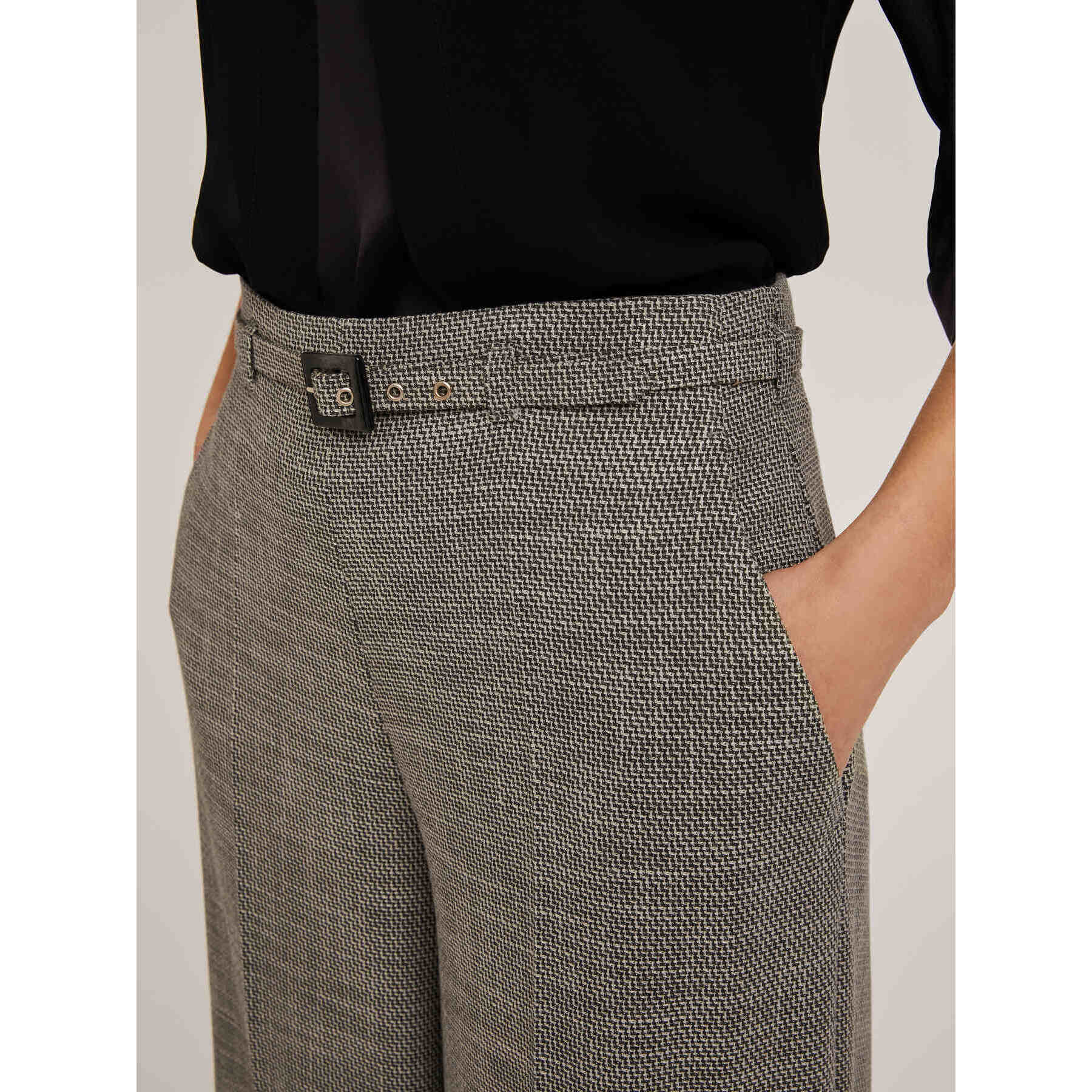 Motivi - Pantaloni palazzo con cinturino - Grigio