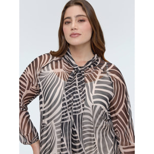 Fiorella Rubino - Blusa in georgette con stampa e fiocco - Bianco