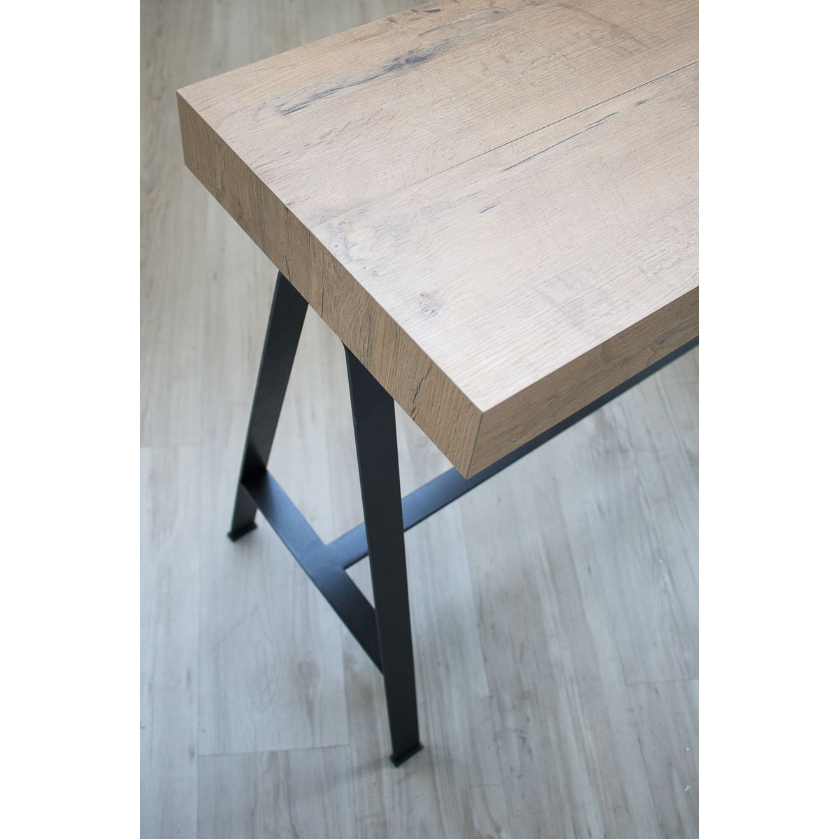 Consola extensible 90x40/196 cm Banco Small Roble Natural estructura Antracita