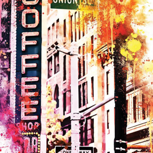 Affiche new york union square flash vision Affiche + cadre en bois - Noir