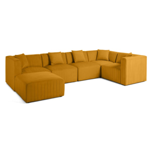 Nova - canapé modulable d'angle réversible - 6 places - avec pouf d'appoint - en velours - Jaune