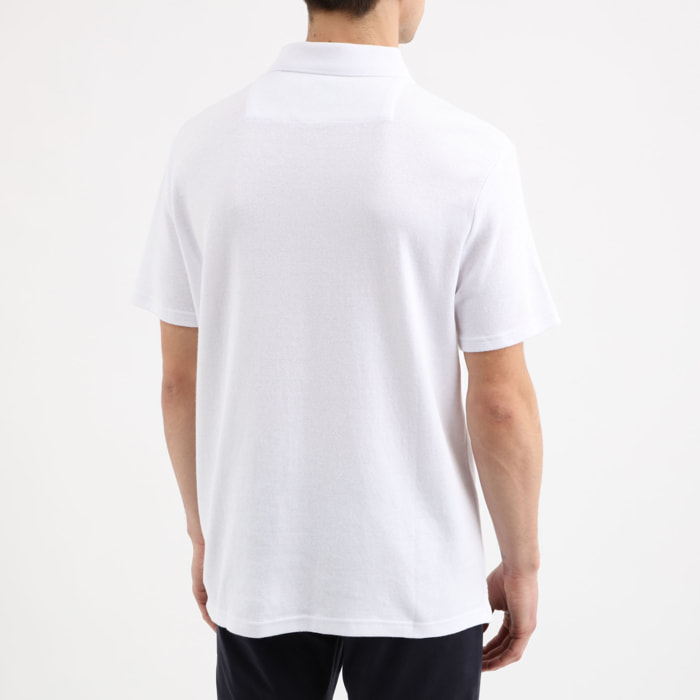 Polo Slub - logo brodé - blanc