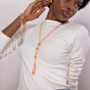 Collar de Cristal Naranja acabado en oro amarillo de 18k