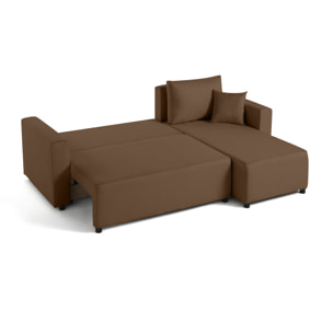 Regala - canapé d'angle réversible - 4 places - convertible avec coffre - en tissu - Marron